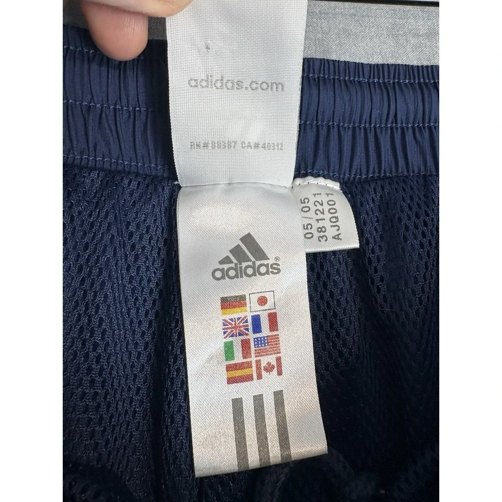 Vintage Y2K Adidas Track Pants Mens L Navy 3 Stripe Ankle Zip Baggy 2005